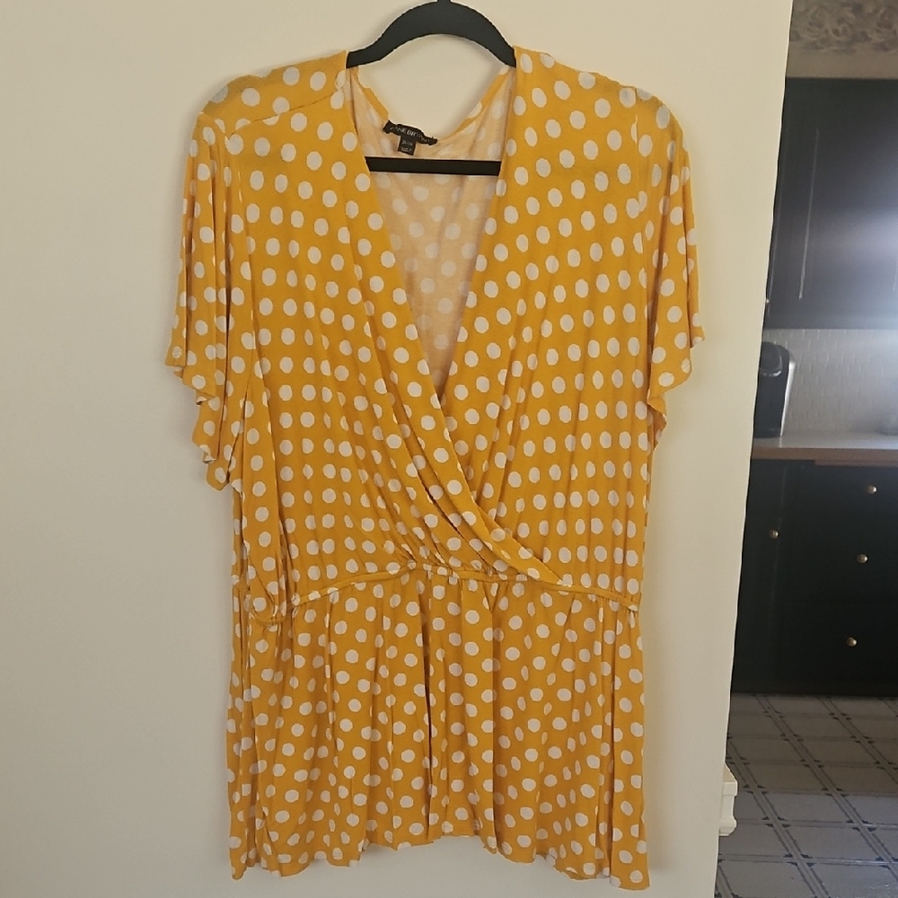Lane Bryant Yellow Polka Dot Blouse